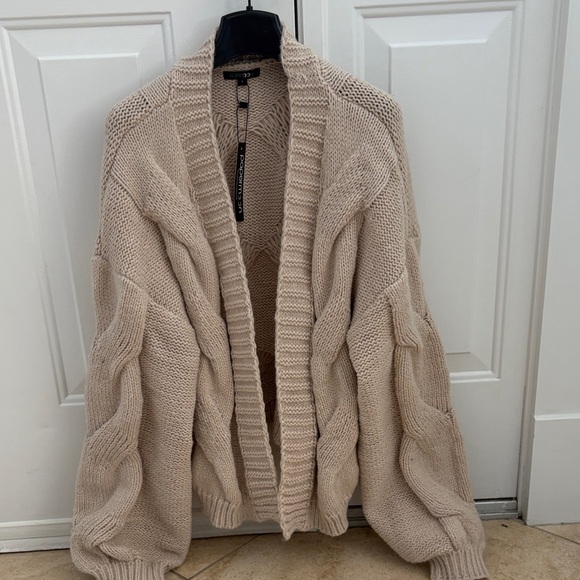 Papermoon Sweaters - Papermoon Beige Cable Knit Cardigan